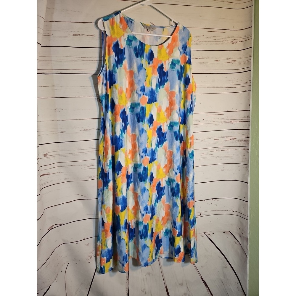 KLEIO Womens XXL Abstract Painterly Print Sleeveless Midi Dress